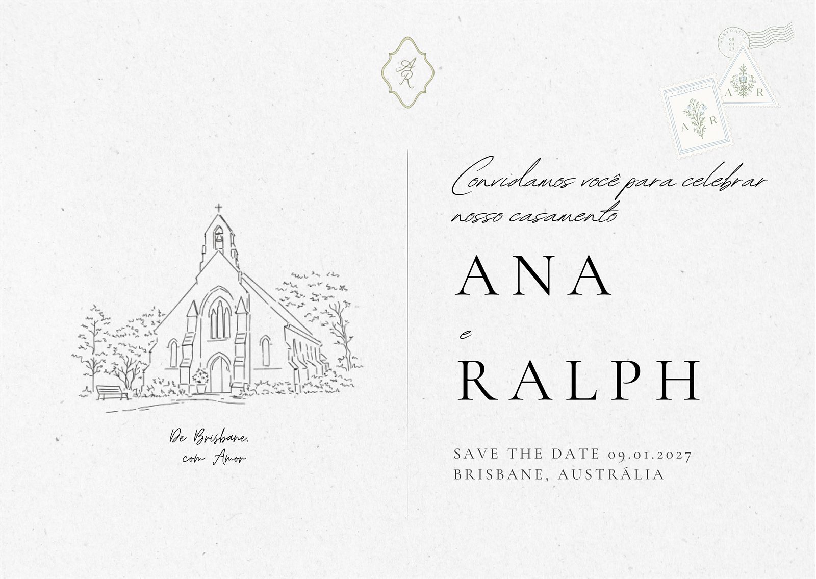 Convidamos você para celebrar nosso casamento — Ana e Ralph.